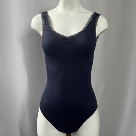 justaucorps marine liseré pailleté argent