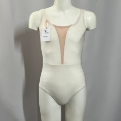 justaucorps deep V ivoire texturé
