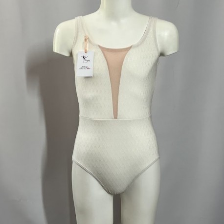 justaucorps deep V ivoire texturé